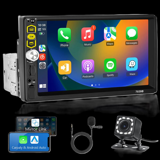 Autortadio Carplay Senza Fili, 7 Pollici Touch Screen